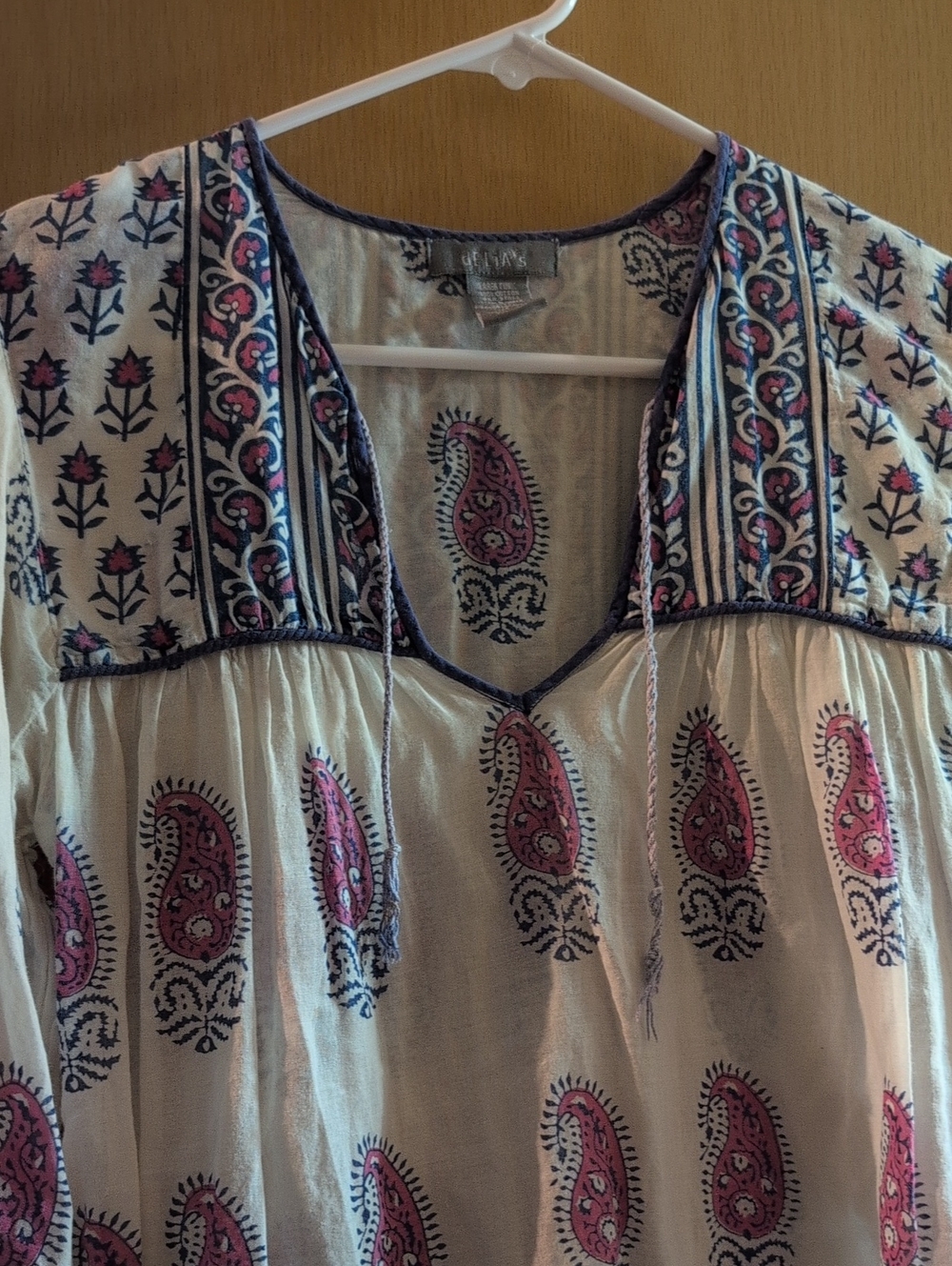 dELiA*s White Boho Paisley Tunic with Pink & Navy - Picture 2 of 6